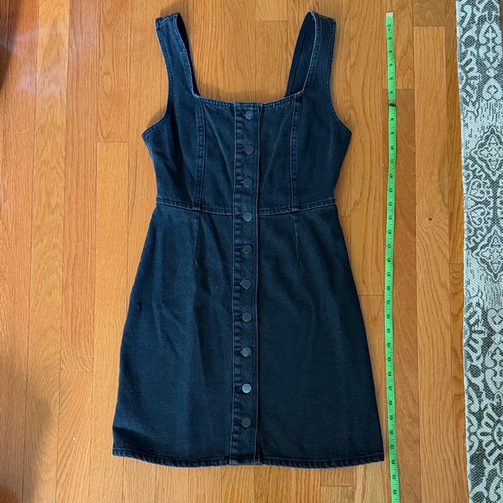 Urban Outfitters Black Button-Front Denim Mini Dress